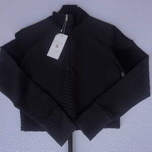NWT BuffBunny Black Textured Zip-Up
